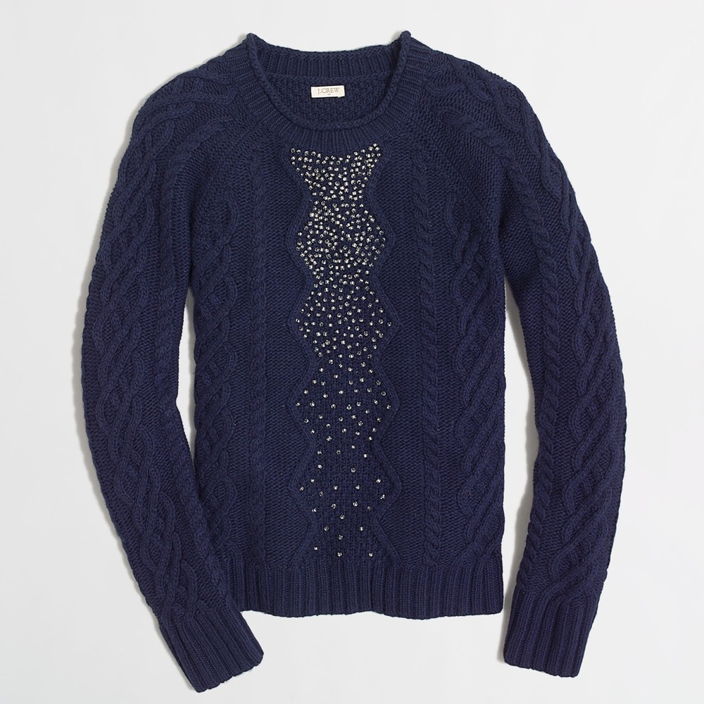 J Crew medium navy blue sweater with beads